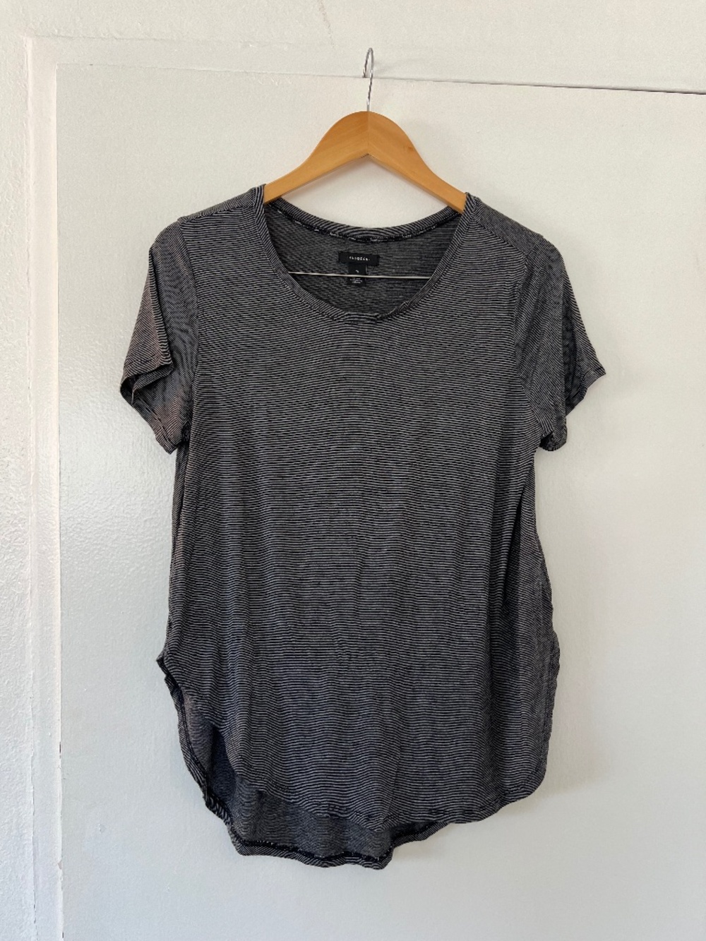 Halogen Striped Scoop Neck Tee | Size M | Black & White Nordstrom